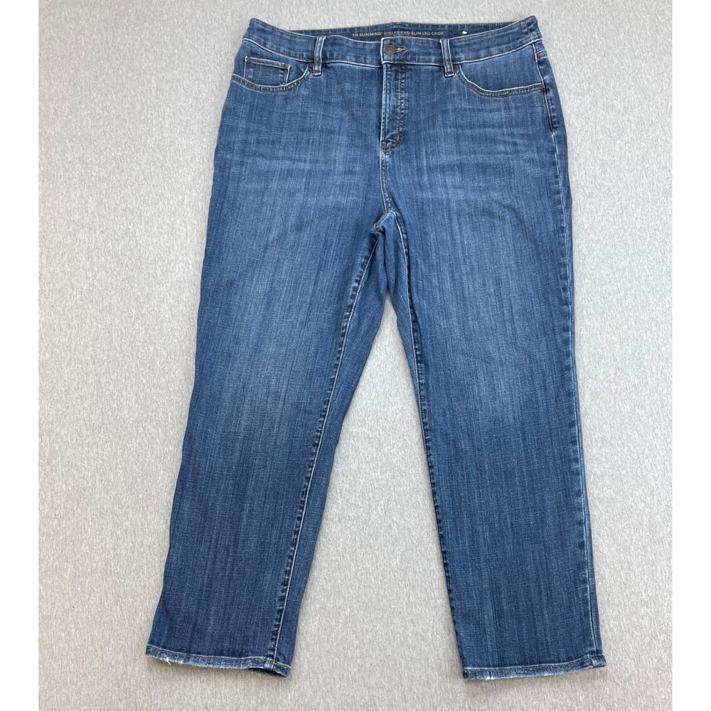 Chico Jeans Womens 2.5 (US 14) Blue Cotton Blend Stretch Girlfriend Slim Crop